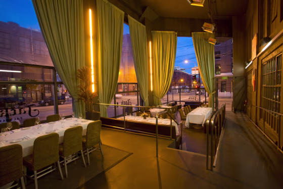 Part of the PlumpJack group, Jack Falstaff brings understated elegance to a particularly gritty part of the South of Market (SOMA) disctrict with its sleek olive green interior and suede-padded walls.